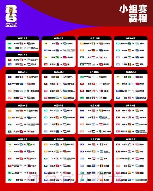 2026世界杯每日赛程一览